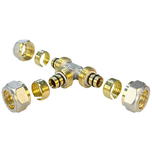 Тройник обжимной переходной VALFEX VF.331.N Ду 26х16х26 Ру 25 никелированный латунный