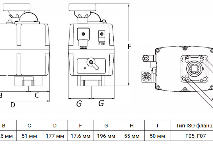 Электропривод неполнооборотный Genebre 5803 52 24V/220V IP65 2