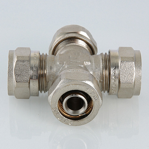 Крестовина VALTEC VTm.341 DN 20x16x20x16 PN 10 латунная никелированная 3