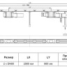 Плоский душевой лоток HL50F.0/200 DN50 L=2000мм Min.высота=110мм, горизонтальный выпуск, без решетки с 2-мя сифонами 2