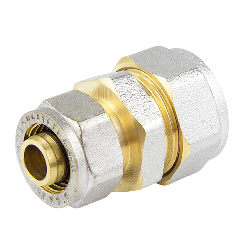 Муфта соединительная переходная латунная Aquasfera 7004 DN 16х26 PN 16, покрытие - никель, компрессионный, 7004-02 2