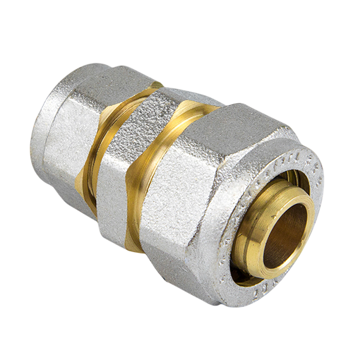 Муфта соединительная переходная латунная Aquasfera 7004 DN 16х26 PN 16, покрытие - никель, компрессионный, 7004-02 3