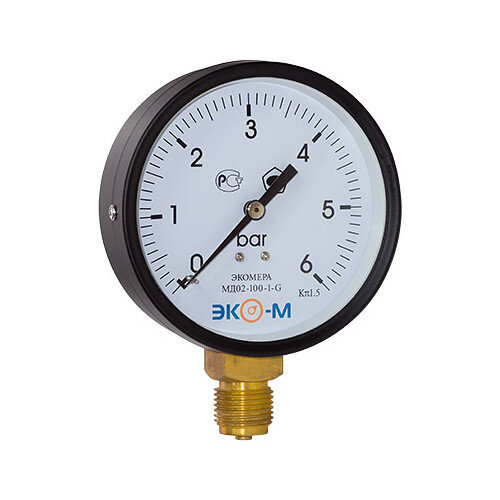 Манометр ЭКОМЕРА МД02 Ду 100 мм Ру 0-6 бар 1/2'' общетехнический