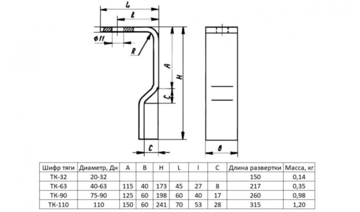 Тяга ТК-63 Ду 40-63 ОСТ 36-17-85 криволинейная