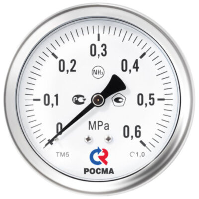 Манометр РОСМА ТМ-521ТЭ.00 NH3 (0...0,25 МПа) Дкорп=100мм кл. 1,0 G1/2" коррозионностойкий виброустойчивый эксцентрический УТ-00050674