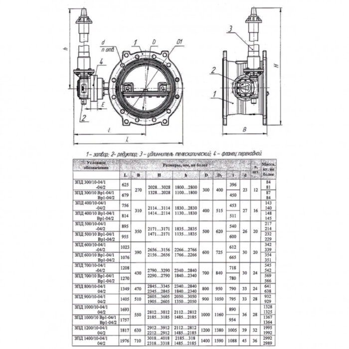 Затвор ЭНЭКОС Вр1 DN 400 PN 10 поворотный фланцевый с двойным эксцентриком с редуктором и телескопическим удлинителем
