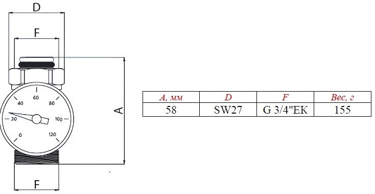 Тройник VALTEC с термометром VT.4615.0.0 1" x 1/2" x 1/2" 2