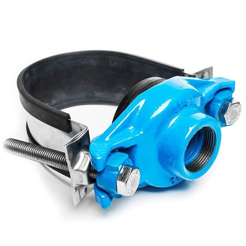 Хомут седловой резьбовой UR-CAST UR-6062 1 1/2" х 267-318 мм PN 16 чугунный