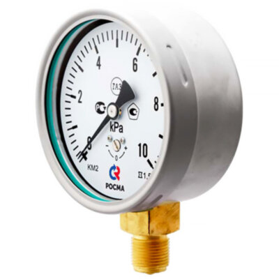 Манометр РОСМА КМ-22Р (0...16 кПа) Дкорп=100мм кл. 1,5 G1/2" для низких давлений газов радиальный 00000002240