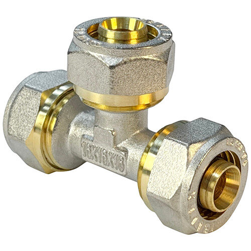 Тройник обжимной переходной VALFEX VF.331.N Ду 26х26х20 Ру 25 никелированный латунный