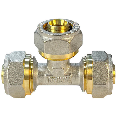 Тройник обжимной переходной VALFEX VF.331.N Ду 26х26х20 Ру 25 никелированный латунный