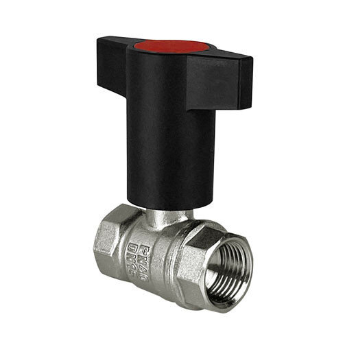 Кран шаровый VALFEX STANDART VF.235 ВР 3/4" Ду 20 Ру 40 c красной ручкой никелированный латунный