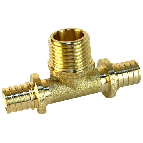 Тройник надвижной VALFEX VF.433.AF НР 1/2" Ду 20х20 Ру 16 переход на наружную резьбу, латунный