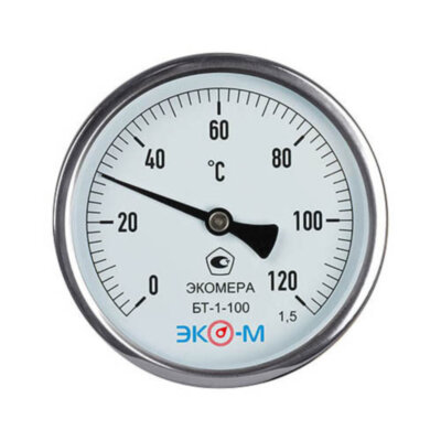 Термометр биметаллический ЭКОМЕРА БТ-1 Ду 100, Т 0-160C, L=100