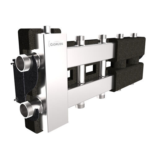 Коллектор распределительный GIDRUSS BMSS-80-5DU.EPP 5-ти контурный НР 1 1/4"x1" Ду 32 Ру 6 балансировочный в термоизоляции