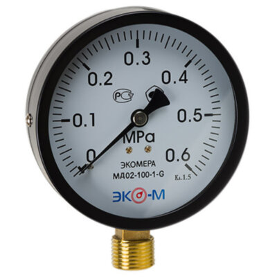 Манометр ЭКОМЕРА МД02 Ду 100 мм Ру 0-0,6 МПа 1/2'' общетехнический (исп.2)