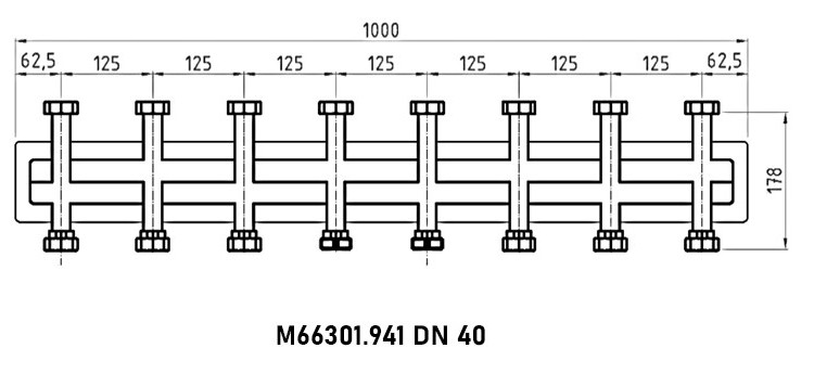 Коллектор распределительный Meibes M66301.941 7-ми контурный ВР-НР 1 1/2" DN 40 PN 6 в теплоизоляции 3