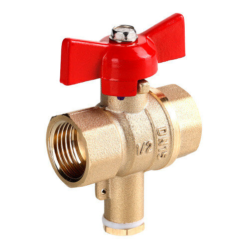 Кран шаровой VALTEC СТАНДАРТ 1/2'' Ду15 Ру40 без покрытия для подключения датчика температуры VT.128.GN.04