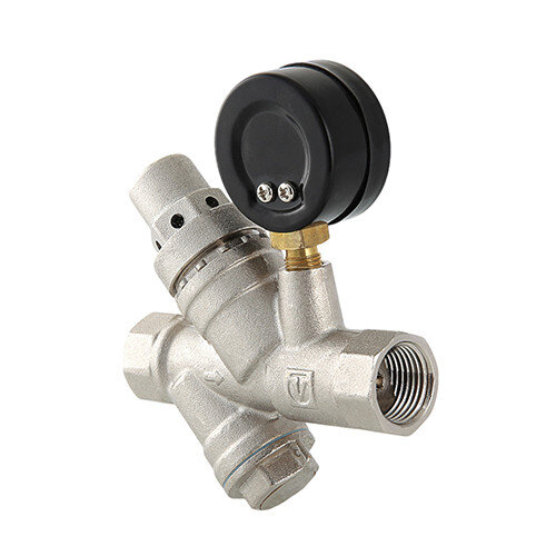 Клапан подпиточный VALTEC VT.515.N.05 DN 3/4'' 20 PN 16 с фильтром и манометром, латунный с никелевым покрытием