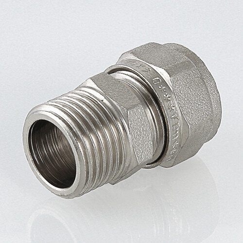 Переходник VALTEC VTm.301 НР 1/2" DN 20x15 PN 10 латунный никелированный