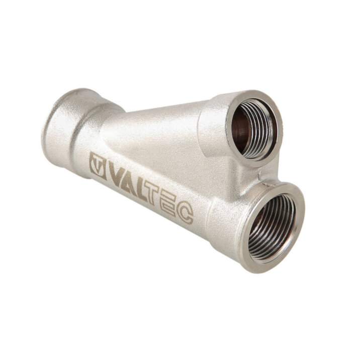 Латунный тройник VALTEC 3/4" x 1/2" косой для гильзы под погружной датчик температуры VTr.136.N.0504