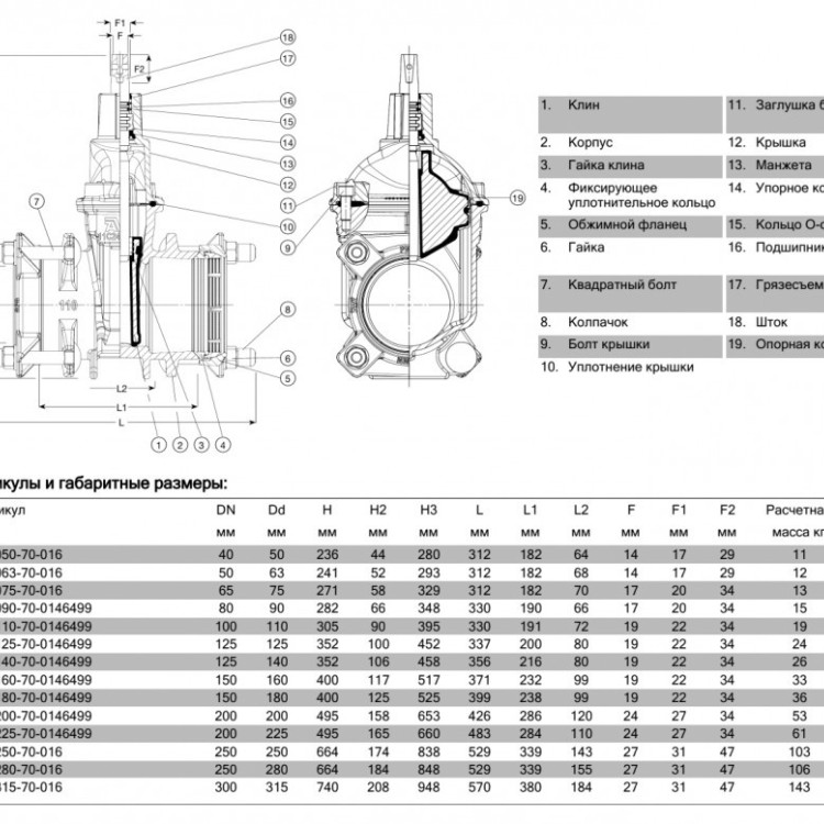 Задвижка AVK 01/70-035 DN 200/225 PN 16 SUPA PLUS клиновая 2