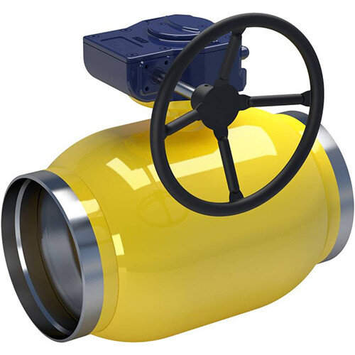 Кран шаровой NAVAL 280434 DN 150 PN 25 стальной стандартнопроходный под приварку для газа с редуктором