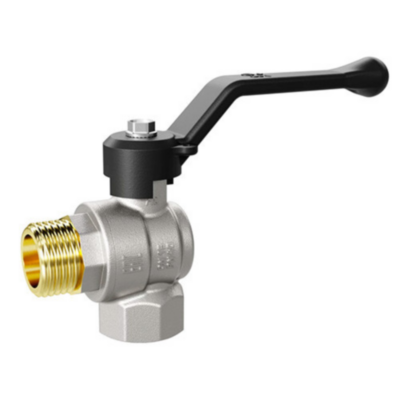 Кран шаровой латунный LD Pride 47.15.В-Н.У.Р Ду 15 Ру 40 резьба (ВР-НР) 1/2", никелированный угловой с синим рычагом, неполнопроходный