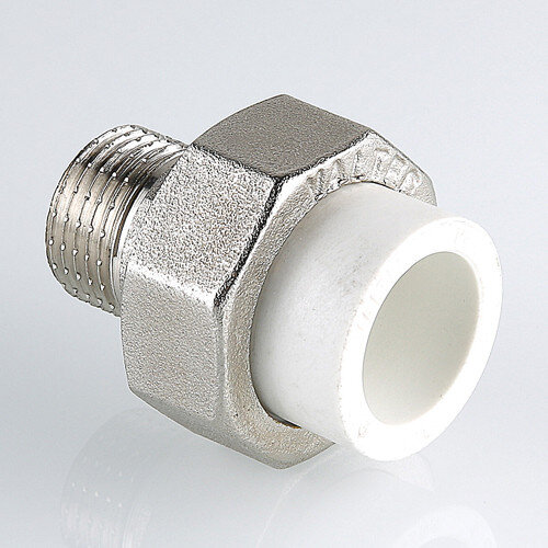 Соединение разъёмное VALTEC VTp.761 НР 1" DN 32x25 PN 25 с накидной гайкой комбинированное полипропиленовое