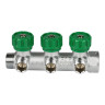 Коллектор распределительный FAR FK 3822 3 отвода ВР-НР 3/4"х1/2" DN 20 PN 16 с регулирующими клапанами 2
