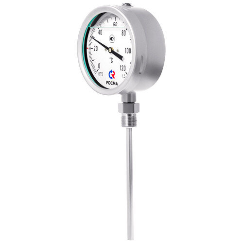 Термометр РОСМА БТ-52.220-150 Дкорп=100мм 10 МПа кл. 1,5 G1/2" Траб = 0...+100°C биметаллический коррозионностойкий готовый к гидрозаполнению, радиальный 00000039718