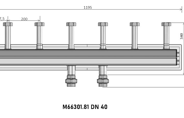Коллектор распределительный Meibes M66301.81 3-х контурный ВР-НР 1 1/2" DN 40 PN 6 в теплоизоляции 3