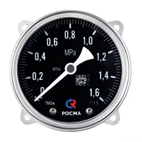 Манометр РОСМА ТМ2ж-520ТЭКТ (0...1 MПa) Дкорп=100мм кл. 1,5 2хM12х1,5 железнодорожный двухштуцерный c LED-подсветкой, эксцентрический УТ-00044103