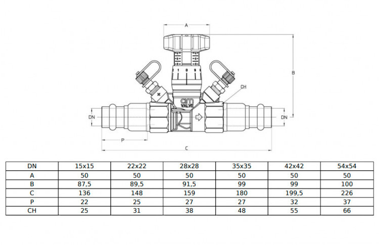 Клапан Cim 787OTPRF Ду 15 Ру 25 балансировочный Cimberio 3