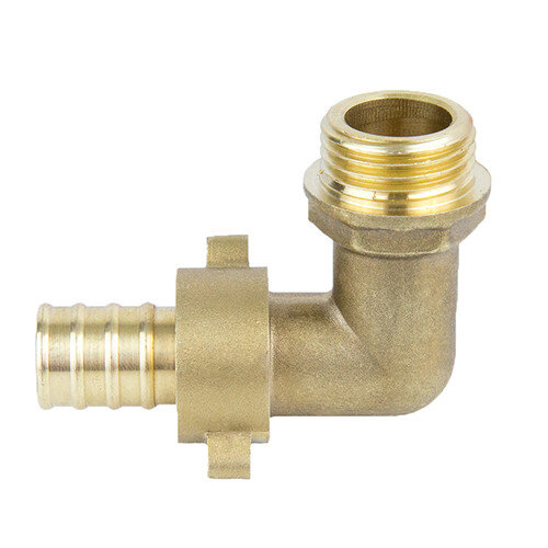 Переходник для шланга латунный Aquasfera 9106 DN 20x20 PN 25 резьба - 3/8''x20, угловой разъемный, резьбовой НР-НР, 9106-04