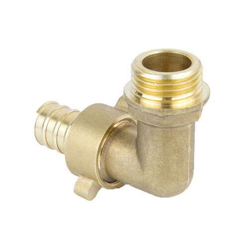 Переходник для шланга латунный Aquasfera 9106 DN 20x20 PN 25 резьба - 3/8''x20, угловой разъемный, резьбовой НР-НР, 9106-04