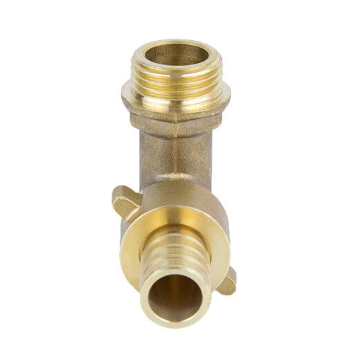 Переходник для шланга латунный Aquasfera 9106 DN 20x20 PN 25 резьба - 3/8''x20, угловой разъемный, резьбовой НР-НР, 9106-04
