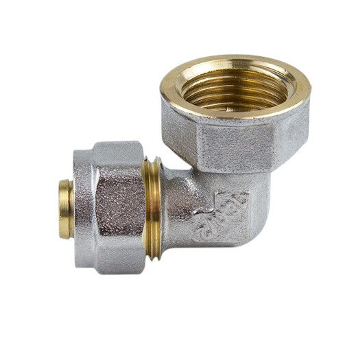 Угольник латунный Aquasfera 7007 DN 25x32 PN 16 резьба - 1/2'', покрытие - никель, резьбовой ВР/компрессионный, 7007-07