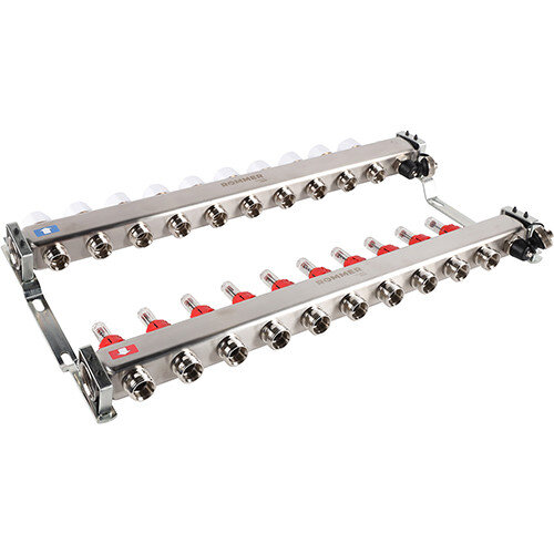 Коллектор ROMMER с расходомерами с клапаном вып. воздуха и сливом 10 выходов