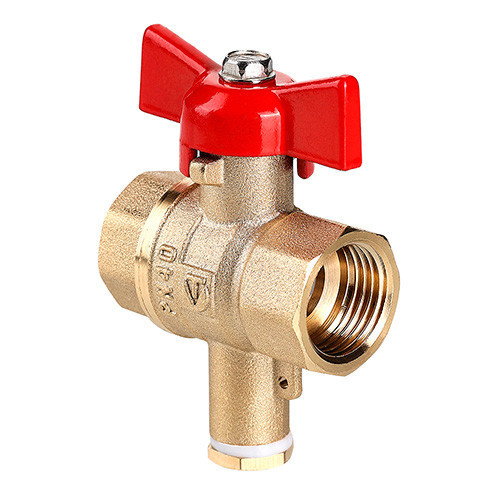 Кран шаровой VALTEC СТАНДАРТ 1/2'' Ду15 Ру40 без покрытия для подключения датчика температуры VT.128.GN.04 1