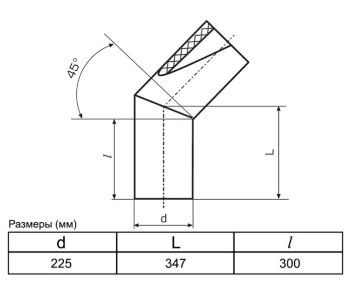 Отвод 225 мм SDR17 45° ПЭ100 сварной сегментный ПНД