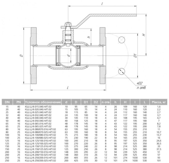 Кран шаровой цельносварной LD КШ.Ц.Ф.065.025.Н/П.02 Ду 65 Ру 25 стальной неполнопроходный фланцевый