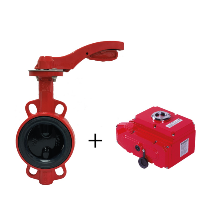 Затвор дисковый поворотный РАШВОРК 200 Ду65 Ру16 межфланцевый чугунный с электроприводом РАШВОРК 900 220В