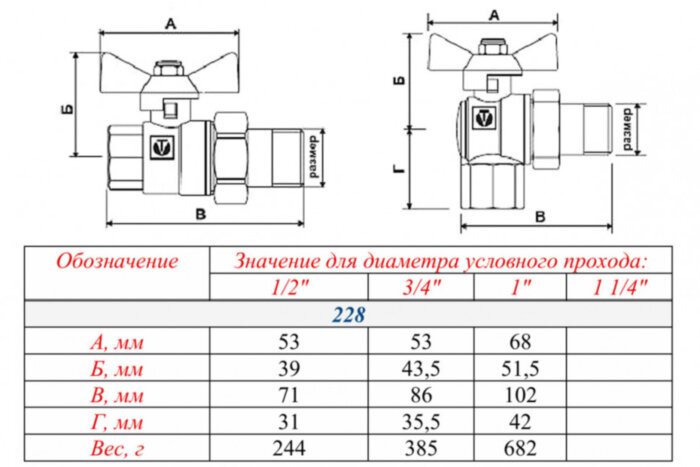 Кран шаровой VALTEC BASE 3/4" Ду20 Ру40 угловой с полусгоном VT.228.N.05