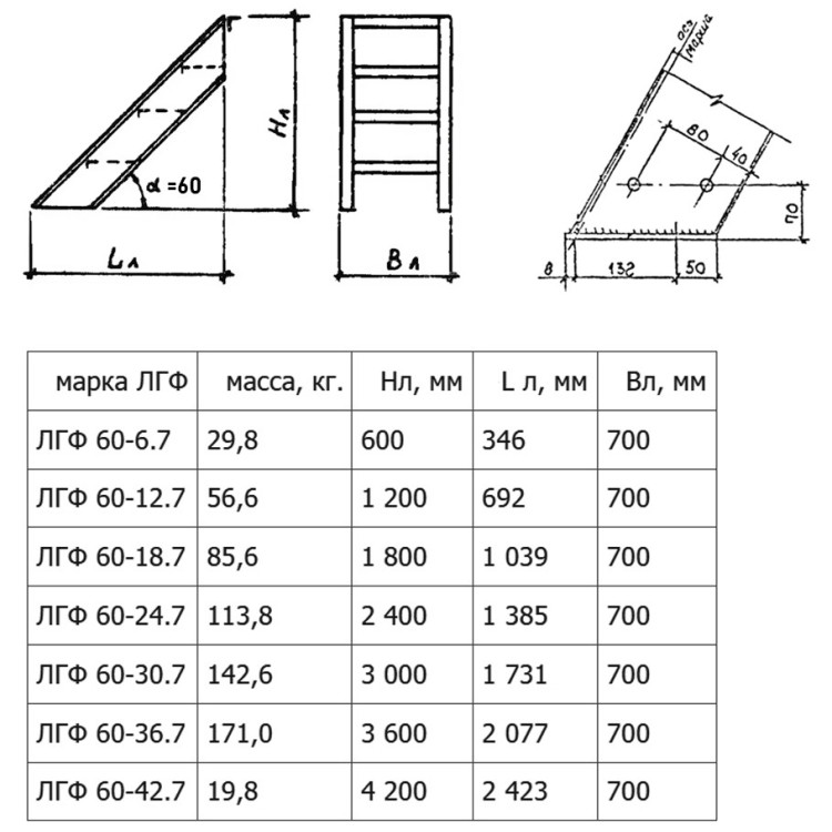 Лестница ЛГФ 60-6.7 Серия 1.450.3-7.94 2