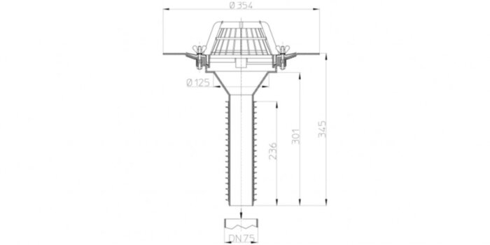 Кровельная воронка HL69/7 DN 75 универсальная с вертикальным выпуском
