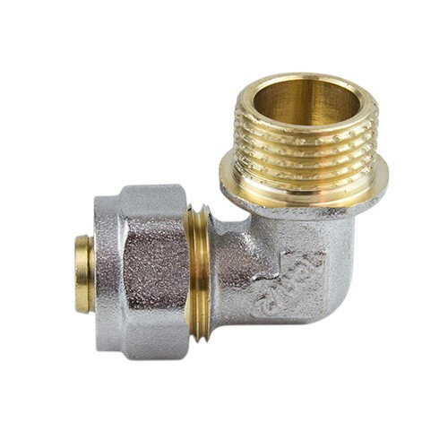 Угольник латунный Aquasfera 7006 DN 25x32 PN 16 резьба - 1'', покрытие - никель, резьбовой НР/компрессионный, 7006-07