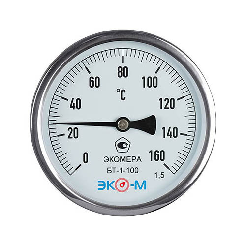 Термометр биметаллический ЭКОМЕРА БТ-1 Ду 100, Т 0-160C, L=60