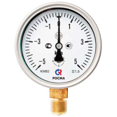 Мановакуумметр РОСМА КМВ-22Р (-1...1,5 кПа) Дкорп=100мм кл. 1,5 G1/2" для низких давлений газов радиальный 00000002255