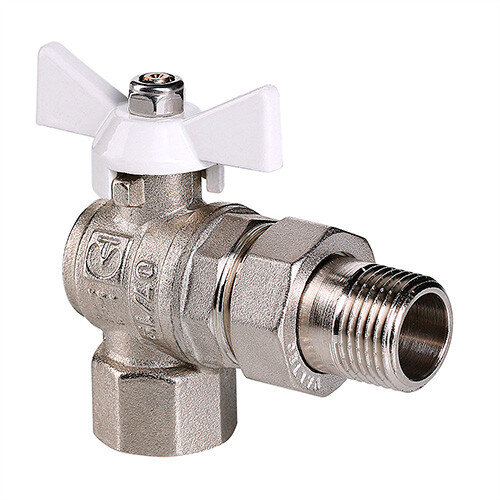 Кран шаровой VALTEC BASE 3/4" Ду20 Ру40 угловой с полусгоном VT.228.NW.05